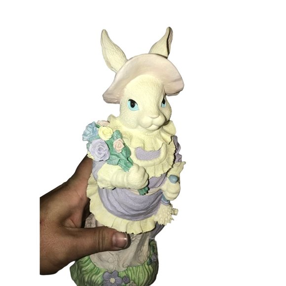 Windsor Collection Collectible EASTER BUNNY Figure. White Rabbit in pink and pur - Picture 3 of 8
